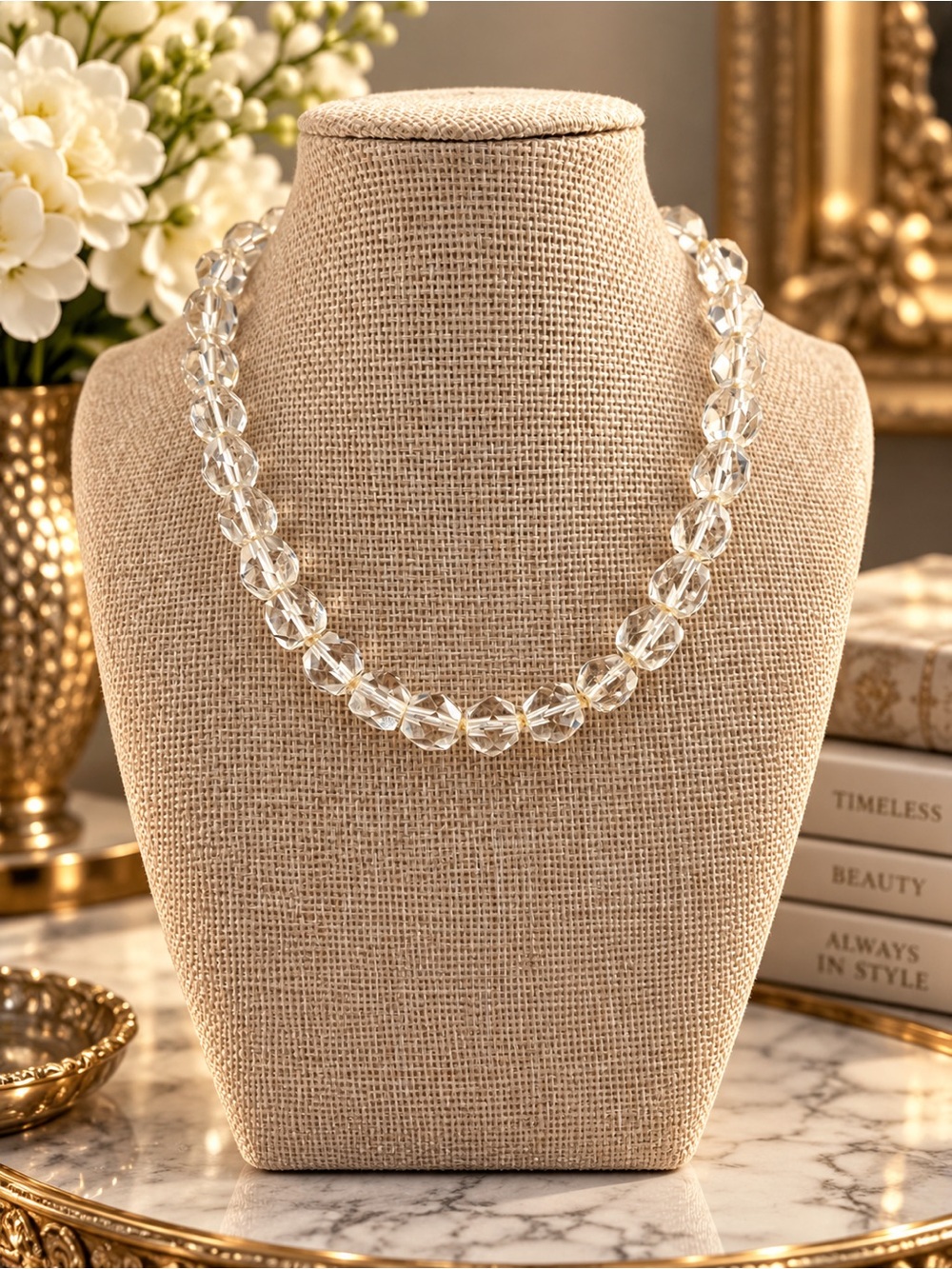 Crystal Bead Necklace - Clear Jewelry